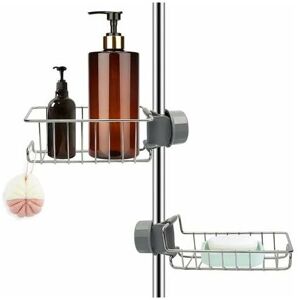 MUMU Set of 2 stainless steel shower shelves without drilling, stainless steel telescopic bathroom shelf