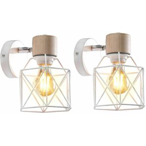 DEWDAT Set of 2 Vintage Industrial White Wrought Iron Wall Sconces for Kitchen, Bar, Restaurant, Living Room, Cafe, Loft - E27 Retro Lighting Included