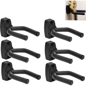 Linghhang - Set of 6 Hooks for Wall Mount Acoustic Guitar, Ukulele, Bass, Mandolin and Banjo - Black Wall Hanger
