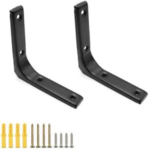 ZVD Shelf Bracket,2 Pcs Shelf Bracket Black L Right Angle Bracket for Living Room Kitchen Bedroom Study Bathroom,Black