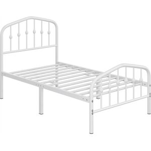 Yaheetech - Single Size Metal Bed Frame With Arched Headboard and Footboard Metal Platform Bed Frame, White