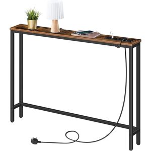 HOOBRO Slim Console Table with Charging Station, Hallway Table with usb Ports and Power Outlets, 100 cm Long, Narrow Sofa/Behind Couch Table for Entryway,
