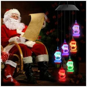 DEWDAT Solar Wind Chimes, led Santa Claus Wind Chimes Christmas Pendant Xmas Tree Decorations Garden Window Outdoor Hanging Xmas Party Decorations (1 Pcs
