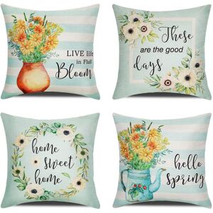 Tlily - Spring Pillow Covers 18X18 Set of 4, Decorations Flower Farmhouse Throw Covers, Home Couch Decor