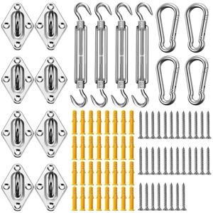 Tlily - Sun Shade Sail Hardware Kit 80pcs for Rectangle Sails