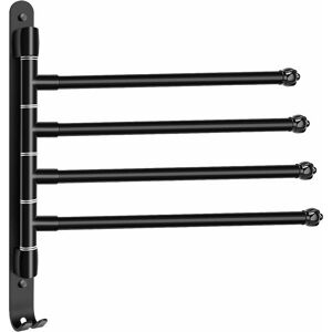 Dewdat - Swivel Towel Rack Wall Mounted Rotating Towel Rack with 4 Arms 180° Rotation Towel Bars with Hooks for Kitchen Balcony Bathroom Black