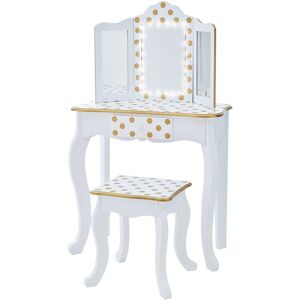 Teamson Kids - Fantasy Fields By Teamson Gisele Play Dressing Table/Vanity Set led Light White/Gold TD-11670ML