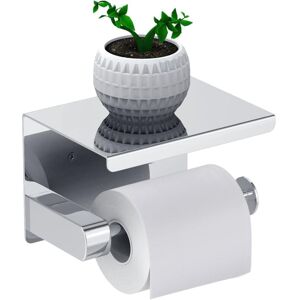 ZVD Toilet Paper Holder, Roll Paper Holder Without Drilling Toilet Paper Holder, Paper Dispenser with Shelf, sus 304 Stainless Steel, Self-adhesive and