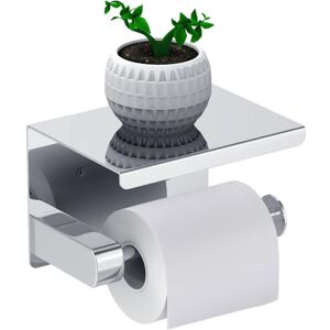 ZVD Toilet Paper Holder, Roll Paper Holder Without Drilling Toilet Paper Holder, Paper Dispenser with Shelf, sus 304 Stainless Steel, Self-adhesive and