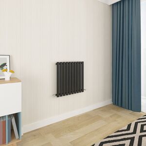 AICA SANITAIRE Acezanble Black Oval Column Radiator 600 x 590mm Single Panel