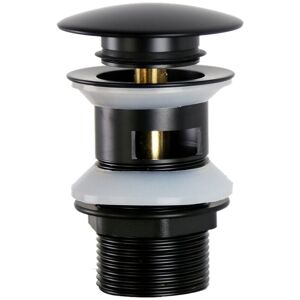 IKODM Universal G1 1/4' Brass Pop up Sink Drain Waste for Sink with Overflow Overflow, Click-Clack System, Tool-Free Installation, Matte Black