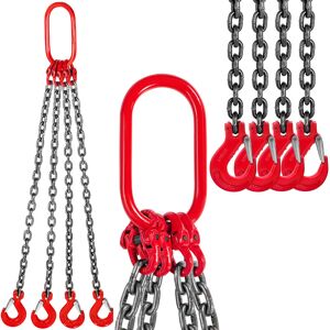 Mophorn - Chain Sling, 5/16 inch x 3.2 ft, G80 Lifting Chains with 4 Leg Grab Hooks, 5 Ton/11000 lbs Capacity Engine Hoist Lift Chain for Engine