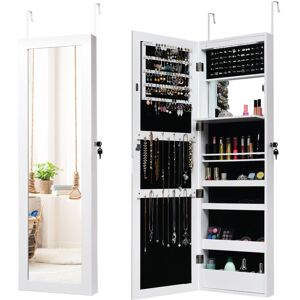 Costway - Wall/Door Mounted Jewelry Armoire Organizer Full-length Mirror Storage Cabinet