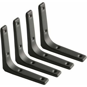 ZVD - Wall Shelf Bracket, Matte Black Metal Bracket, Metal Shelf Support for Kitchen Decor, Heavy Duty Bracket, 100 mm 100 mm, 4 Pack