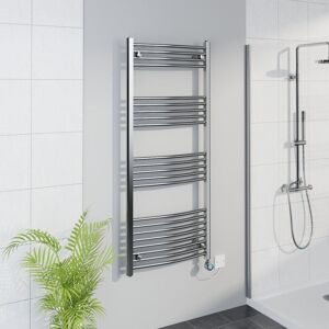 Warmehaus - WiFi Thermostatic Curved Towel Rail Timer Chrome 1400x600mm