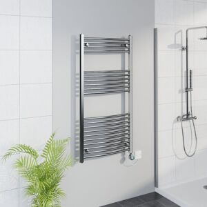 Warmehaus - WiFi Thermostatic Curved Towel Rail Timer Chrome 1200x600mm