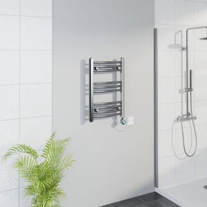 Warmehaus - WiFi Thermostatic Curved Towel Rail Timer Chrome 600x400mm