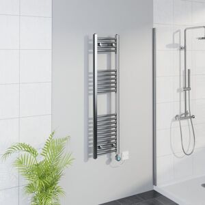 Warmehaus - WiFi Thermostatic Curved Towel Rail Timer Chrome 1200x300mm