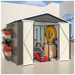 KMS - birchtree Garden Shed Metal Apex Roof 8FT x 6FT Outdoor Storage With Free Foundation Anthracite White