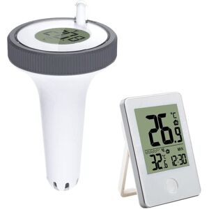 Ikodm - Wireless Floating Pool Thermometer Radio Connection Water Temperature Thermometer with Indoor Outdoor Digital Receiver for Aquarium, Spa,