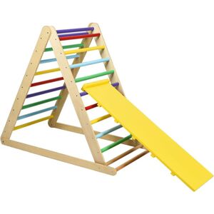 Costway - Wooden Foldable Triangle Climber Step Training Ladder Pikler Toddler With Ramp