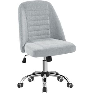Yaheetech - Mid Back Home Office Desk Chair Modern Tufted Armless Computer Chair Task Chair Vanity Chair, Light Gray