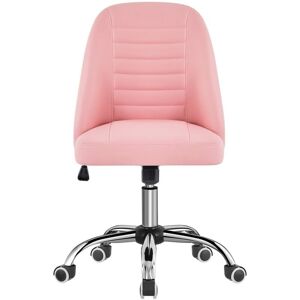 Yaheetech - Mid Back Home Office Desk Chair Modern Tufted Armless Computer Chair Task Chair Vanity Chair, Pink