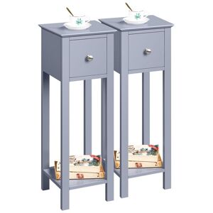 Set of 2 Slim Bedside Tables,25x25x70cm, Gray - Yaheetech