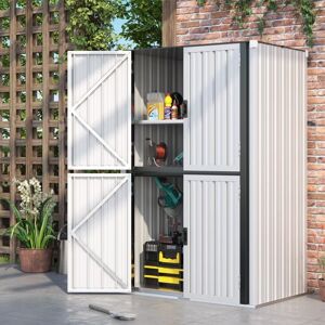 Yodolla - Outdoor Storage Cabinet Waterproof with Shelves, Lockable Storage Cabinet Metal Large Vertical Storage Shed Tall Weatherproof Outdoor
