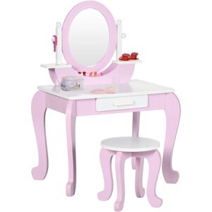 Zonekiz - Kids Dressing Table Set, Kids Vanity Set w/ Drawer - Pink
