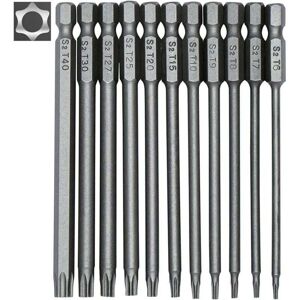 ZVD 11-Piece Long Torx Bit Set for Screwdrivers and Power Drivers - Magnetic Bits - 1/4