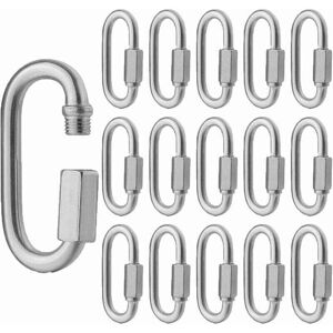 ZVD-16 PCS M5 Stainless Steel Quick Link 304 D Shape Locking Carabiners, Mini Screw Carabiner for Hiking, Camping, Outdoor and Indoor Accessories