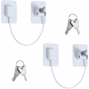 ZVD-2 Pcs Child Window Safety Locks, Child Protection Window Locks with 4 Keys, Strong Adhesive Fridge Lock for Locking Door Cupboard Wardrobe Drawer