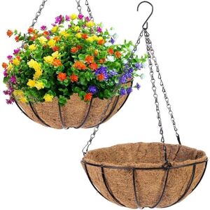 ZVD - 2 Pièces Panier Suspendu en Métal avec Doublure en Fibre de Coco, 12 pouces, Décoration de Jardin