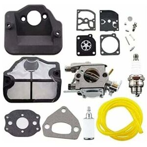 ZVD Carburateur avec Filtre à Air, Bougie d'Allumage et Kit de Réparation de Membrane pour Tronçonneuses Husqvarna 36, 41, 136, 137, 141, 142, 137E,