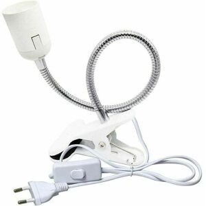 ZVD-E27 Clamp Spotlight for Bed Reading Lamp, AC 230V, Clip-on Socket Cable with Switch, E27 Clamp Lamp Flexible Gooseneck Lamp for Aquarium Plant