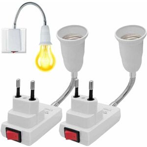 ZVD-E27 Socket with Wireless Switch, 2 Pieces 360 Degree Adjustable E27 Bulb Holder, Bulb Socket Adapter, for Office Bedroom Kitchen, Bed Reading