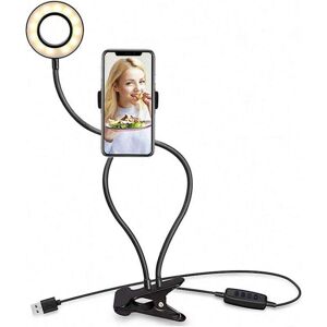 ZVD Lampe de bureau, 3 couleurs à intensité variable avec support à clip vidéo pour diffusion de photos en direct, chat vidéo, Facebook, maquillage, bras