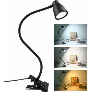 ZVD Led Lampe de Bureau à Pince, 3 Couleur Luminosité Réglable, usb Lampe de Chevet Pince, Protection des Yeux 360° Flexible Lampe de Lecture pour Étude