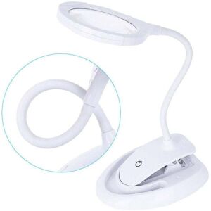ZVD Loupe éclairante Loupe avec lumière, lampe loupe 5X 10X avec support et pince, lampe loupe de bureau rechargeable et luminosité réglable pour le