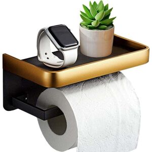ZVD Porte Papier Toilette, Derouleur Papier Toilette Adhesif avec Tablette, 2 Méthodes de Montage (Autocollant ou Perçage), Support Papier Toilette Mural