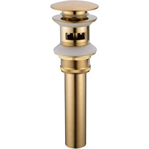 Ikodm - 1 pc Brushed Gold Brass Bathroom Sink Drain with Modern Push Stopper Ikodm - 1 pc Brushed Gold Brass Bathroom Sink Drain with Modern Push Stopper