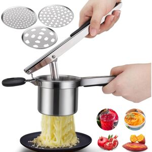 Linghhang - 1 pc Potato Masher, Manual Potato Masher with 3 Interchangeable Discs, Professional Stainless Steel Manual Potato Masher, Ideal for Linghhang - 1 pc Potato Masher, Manual Potato Masher with 3 Interchangeable Discs, Professional Stainless Steel Manual Potato Masher, Ideal for