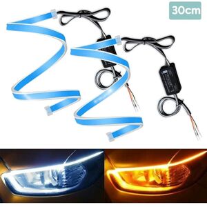 AOUGO 1-Set (2PCS) Super Bright 30CM 11.8' Waterproof Flexible led Tube Strip Fluid Silicone Bar White and Amber Light for drl Daytime Running Lights AOUGO 1-Set (2PCS) Super Bright 30CM 11.8' Waterproof Flexible led Tube Strip Fluid Silicone Bar White and Amber Light for drl Daytime Running Lights