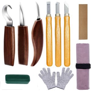 BEIJIYI 10 in 1 Wood Carving Tools, Wood Carving Kit, Hook Knife, Wood Carving Knife, Blunt Knife and 3 Carving Knives for Beginners with Bag, Cut-Resistant BEIJIYI 10 in 1 Wood Carving Tools, Wood Carving Kit, Hook Knife, Wood Carving Knife, Blunt Knife and 3 Carving Knives for Beginners with Bag, Cut-Resistant