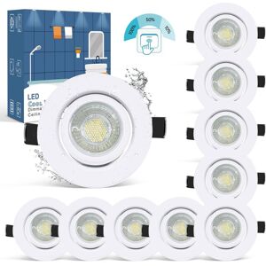 Longziming - 10× IP44 led Recessed Spotlight White Bathroom Dimmable 6000K Cold White 7W Equi. 70W Halogen Bulb Ceiling Recessed Extra Flat 28mm Longziming - 10× IP44 led Recessed Spotlight White Bathroom Dimmable 6000K Cold White 7W Equi. 70W Halogen Bulb Ceiling Recessed Extra Flat 28mm