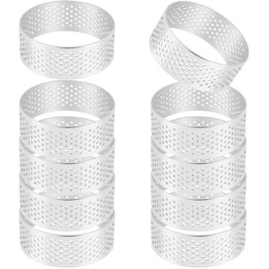 TLILY 10 Pack 5Cm Stainless Steel Tart Ring, Heat-Resistant Perforated Cake Mousse Round Ring Baking Tools TLILY 10 Pack 5Cm Stainless Steel Tart Ring, Heat-Resistant Perforated Cake Mousse Round Ring Baking Tools