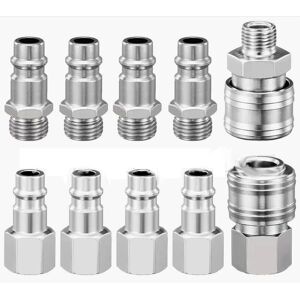 COOCHEER 10-Piece Pneumatic Quick Connect Set for Compressor, 1/4-Inch BSP, Quick Coupling, Air Screw Connection, Hose, Compressed Air Connection, Male and COOCHEER 10-Piece Pneumatic Quick Connect Set for Compressor, 1/4-Inch BSP, Quick Coupling, Air Screw Connection, Hose, Compressed Air Connection, Male and