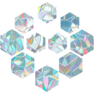 LINGHHANG 10 Pcs Rainbow Window Clings 3D Decorative Window Film Hexagon Shape Anti-Collision Window Stickers Door Window Static Cling LINGHHANG 10 Pcs Rainbow Window Clings 3D Decorative Window Film Hexagon Shape Anti-Collision Window Stickers Door Window Static Cling