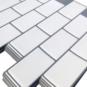 Tinor - 10 Pieces, White Subway Self-Adhesive Tiles, Kitchen Bathroom Adhesive Backsplash, 3D Brick Vinyl Adhesive Paper, 30.5x30.5cm Tinor - 10 Pieces, White Subway Self-Adhesive Tiles, Kitchen Bathroom Adhesive Backsplash, 3D Brick Vinyl Adhesive Paper, 30.5x30.5cm